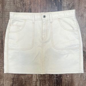 Gap Jeans Stretch Corduroy Mini Skirt, Beige, Size 12, Western Bohemian Pockets